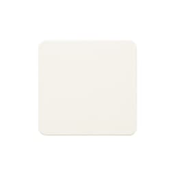 A square, white absorbent paper coaster with a smooth surface. It features a logo in one corner.