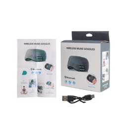 A package of Bluetooth sleep headphones in grey, with user manual, charging cable, and branding on the box.
