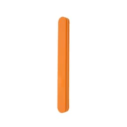 An orange sponge straight shape nail file with a smooth finish, featuring a simple design.