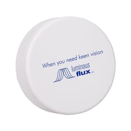 A white circular container with a blue logo and text, designed for holding a product related to vision enhancement.