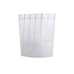 A disposable non-woven chef hat in white, featuring vertical pleats and a rounded top.