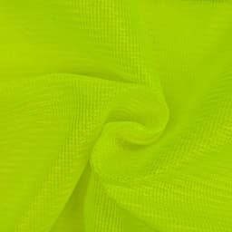 A close-up of bright yellow fabric, showing a textured and lightweight material, ideal for high-visibility clothing.