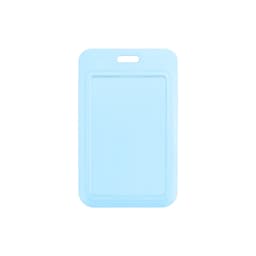 A light blue ABS single side ID card holder with a top slot for attachment. It has a simple, flat design.