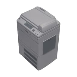 A grey photocopier-shaped stress reliever with a simple design and a small logo.