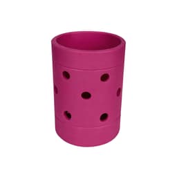A pink EVA Holes Stubby Holder with multiple holes for insulation. It has a smooth texture and a round shape.