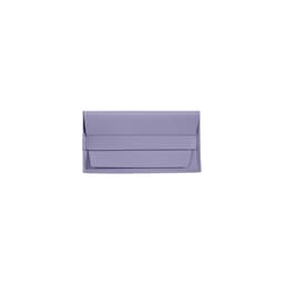 A purple PU leather glasses pouch featuring a sleek design and a logo.