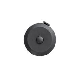 A 1.5m round tape measure in black, featuring a button and a retractable design. Includes a logo on the surface.