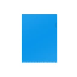 A4 L-shaped open folder in bright blue with a rounded edge and a slot for holding documents.
