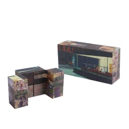 A 3D Flips Square Magic Cube in multiple colours featuring various artistic prints, with a branding logo visible.