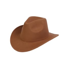 A brown felt fedora cowboy hat with a wide brim and a classic design. It features a simple structure and no visible logos.