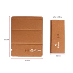 A foldable cork wireless charger in a natural brown colour, displayed in both expanded and folded forms.