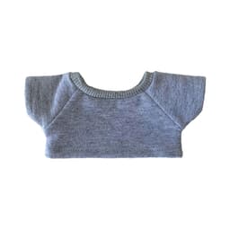 A grey plush doll basic t-shirt featuring a rounded neckline and short sleeves. It has a textured trim.