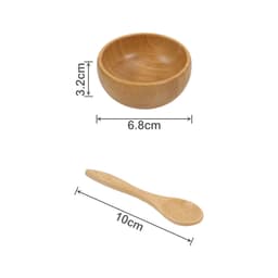 A bamboo facial mask bowl set featuring a round bowl and a matching spoon, both in natural bamboo colour.