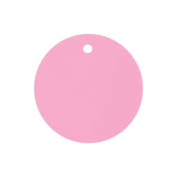 A drink bottle cover in a circular shape, featuring a pink colour and a hole for attaching.