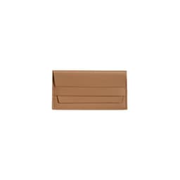 A PU leather glasses pouch in a tan colour, featuring a sleek design and a slot for storage.