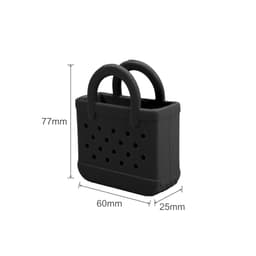 A black mini EVA bag charm with holes and two handles, measuring 77mm in height and 60mm in width.