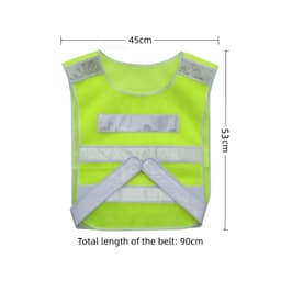 A hi-vis reflective adjustable safety vest in bright yellow with silver reflective strips and adjustable straps.