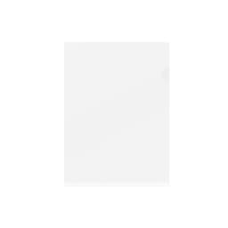 An A4 L-shaped open folder in clear plastic, featuring a subtle branding logo.