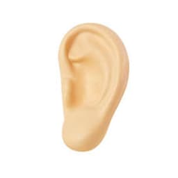 An ear-shaped stress reliever in a beige colour, designed for stress relief and fun as a keyring accessory.