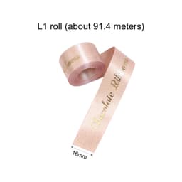 A roll of glitter gold purl satin ribbon, approximately 91.4 metres long and 16mm wide.