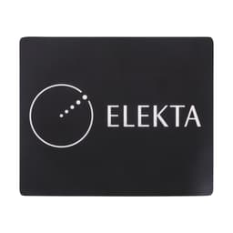 A black natural rubber fabric mouse mat with a white logo and branding in the centre.