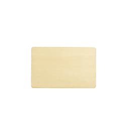 A bamboo business card in a natural finish, featuring a smooth surface and rounded edges.