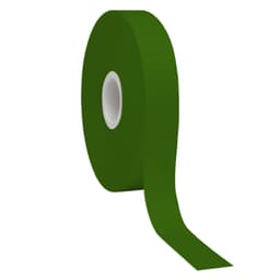 A roll of dark green satin polyester ribbon with a smooth texture and a central core.