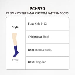 Crew kids thermal socks in navy blue with a thick, regular fit. Includes a logo. Ideal for warmth and comfort.