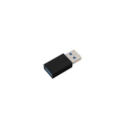 A black USB data blocker with a silver connector and blue ports, designed for standard charging.