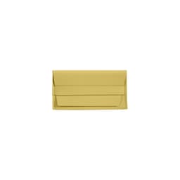 A PU leather glasses pouch in a vibrant yellow hue, featuring a simple design and a branded logo.