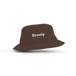 A brown terry towelling bucket hat with a logo on the front. Suitable for leisure and outdoor activities.