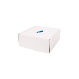 A white small shipper box with a logo on the lid, featuring a simple, rectangular design.