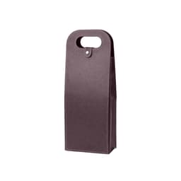 A drink bottle bag in a deep purple shade, designed to hold two wine bottles, featuring a handle and a snap closure.