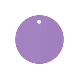 A drink cover in a circular shape, featuring a solid purple colour and a hole for attachment.