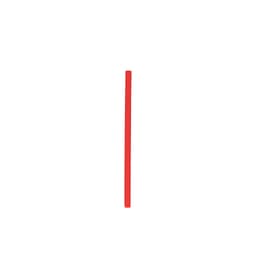 A reusable silicone straw in red, featuring a smooth design and a logo. Ideal for eco-friendly drinking.