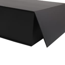 A black medium foldable magnetic box with a sleek, modern design and a closure flap.