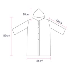 A lightweight, reusable raincoat for kids in a simple design, featuring a hood and button closure.