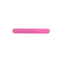 A pink nail file with a smooth, rounded edge and a subtle sheen, featuring a branding logo.