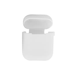 A white silicone protection case for AirPods, featuring an open lid and a smooth, minimalist design.
