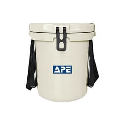 A 15L cream ice bucket with a black handle and a logo on the front.