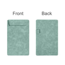A5 magnetic clipboard in a soft teal colour, featuring a front pocket and a sturdy back with a clasp.