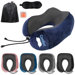 4 Pieces Memory Foam U Shaped Travel Neck Pillow Set