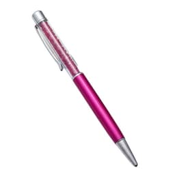 A pink ballpoint pen featuring a transparent barrel with decorative elements and a silver clip.