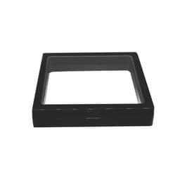 A black 3D suspension package box with a clear window, suitable for product packaging.