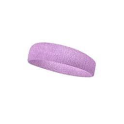 A purple sports cotton headband with a smooth texture, featuring a subtle branding logo.