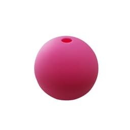 A pink silicone ice ball mold featuring a smooth round shape and a small hole at the top.