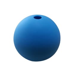 A blue silicone ice ball mould with a hole at the top, designed for shaping ice into a spherical form.