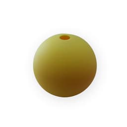 A yellow silicone ice ball mold featuring a small hole at the top, designed for creating ice spheres.