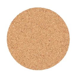 A round, 4-inch cork coaster in a natural tan colour, featuring a smooth surface and a simple design.