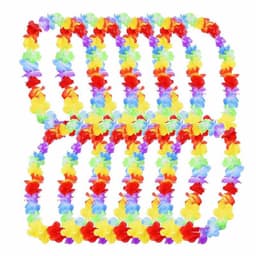 A colourful collar wreath featuring red, yellow, blue, and purple flowers, arranged in a repeating pattern.